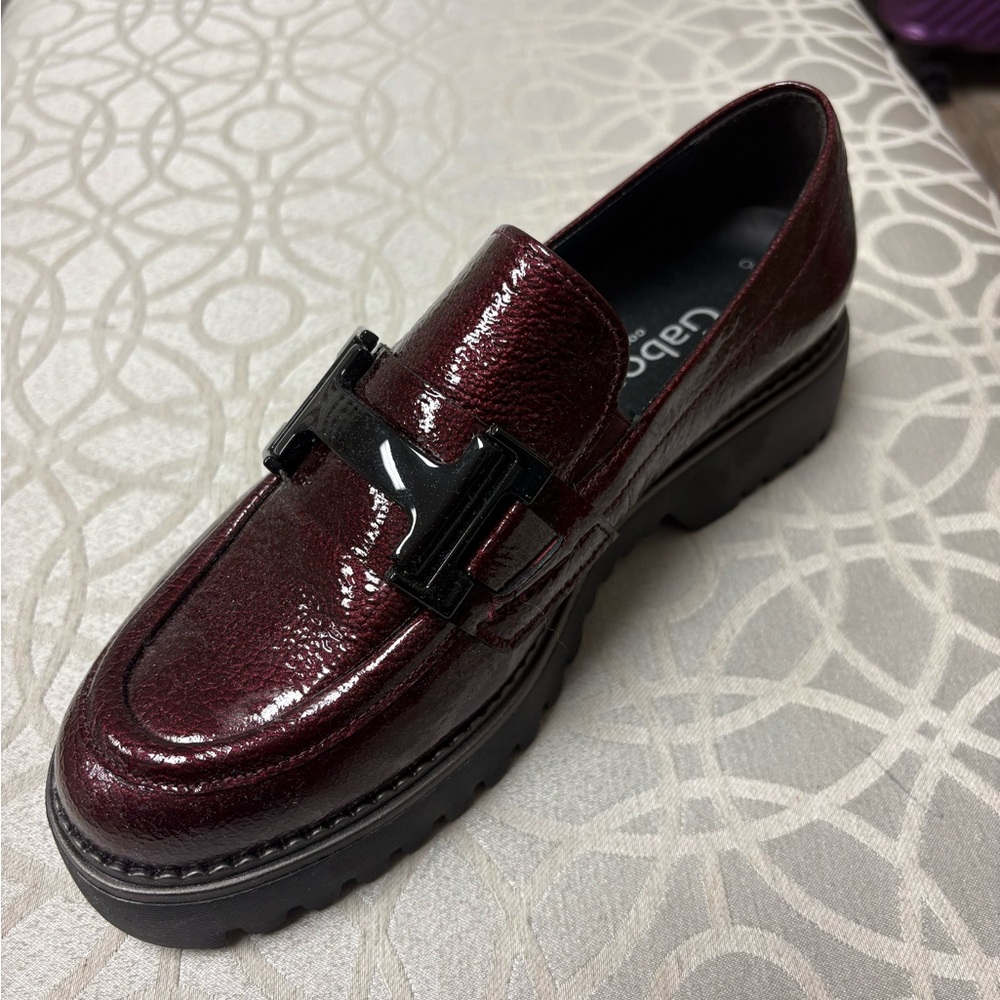 Gabor Burgundy Patent Loafer with Black Accent